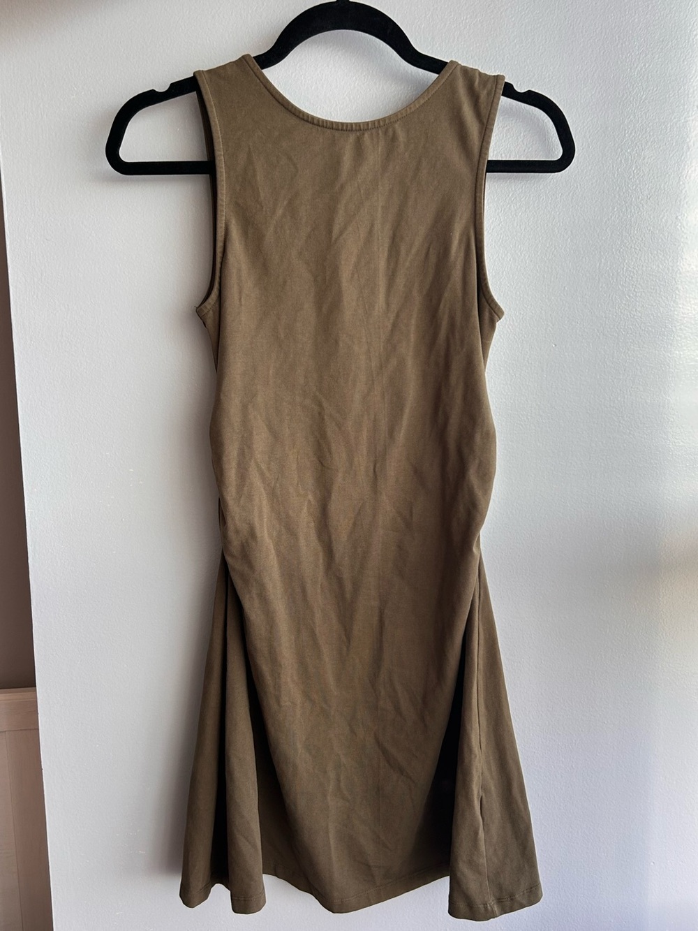 Sleeveless Olive Tank Dress with Flared Hem